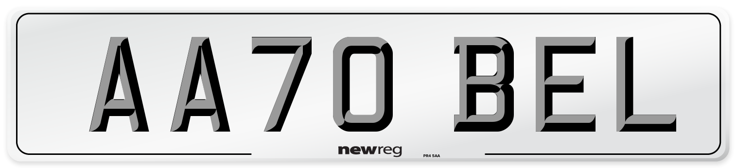 AA70 BEL Number Plate from New Reg
